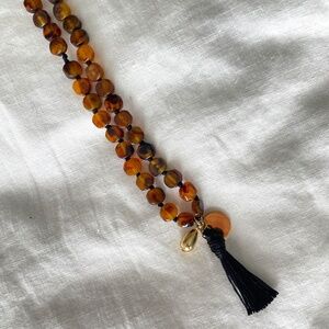 J. Crew tortoise shell, gold and tassel necklace